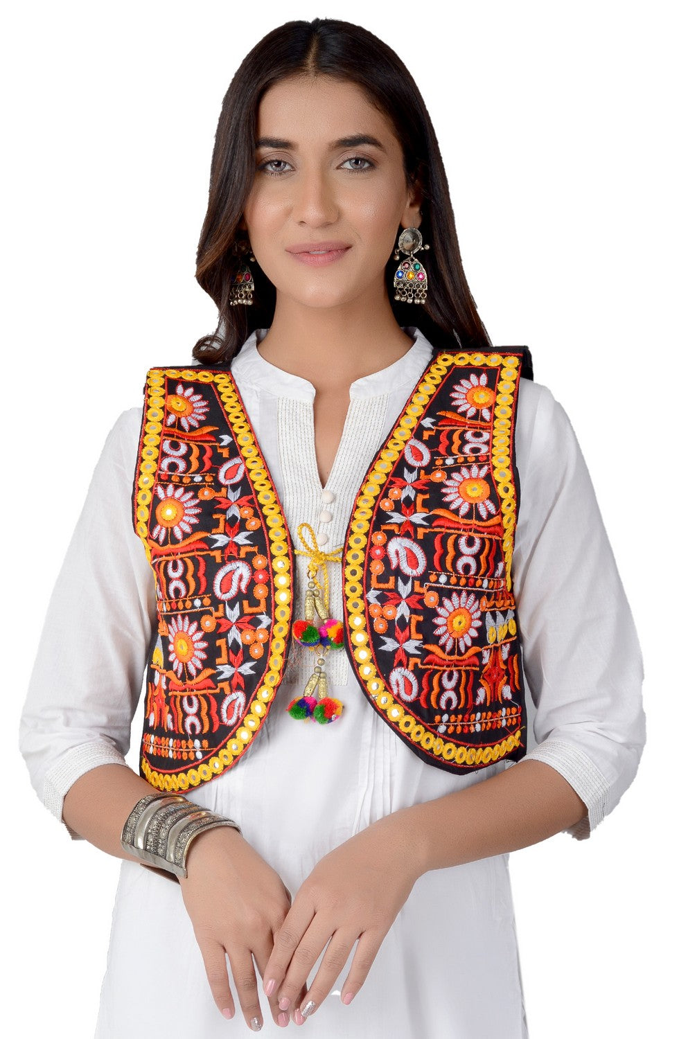 Cotton Kutchi Embroidered Short Jacket/Koti/Shrug (REG-115)