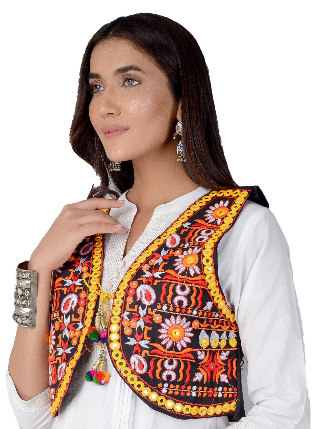 Cotton Kutchi Embroidered Short Jacket/Koti/Shrug (REG-115)