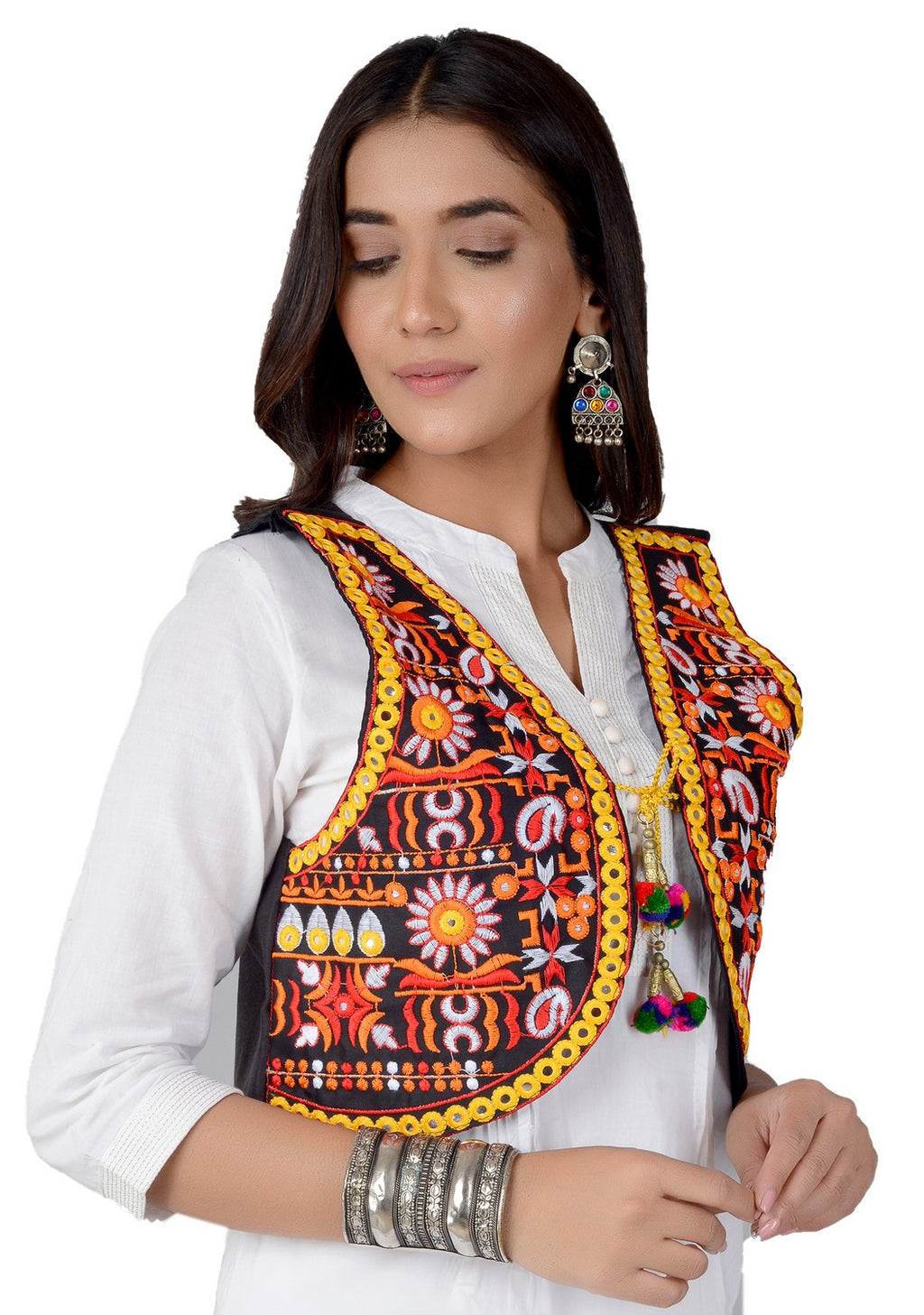 Cotton Kutchi Embroidered Short Jacket/Koti/Shrug (REG-115)