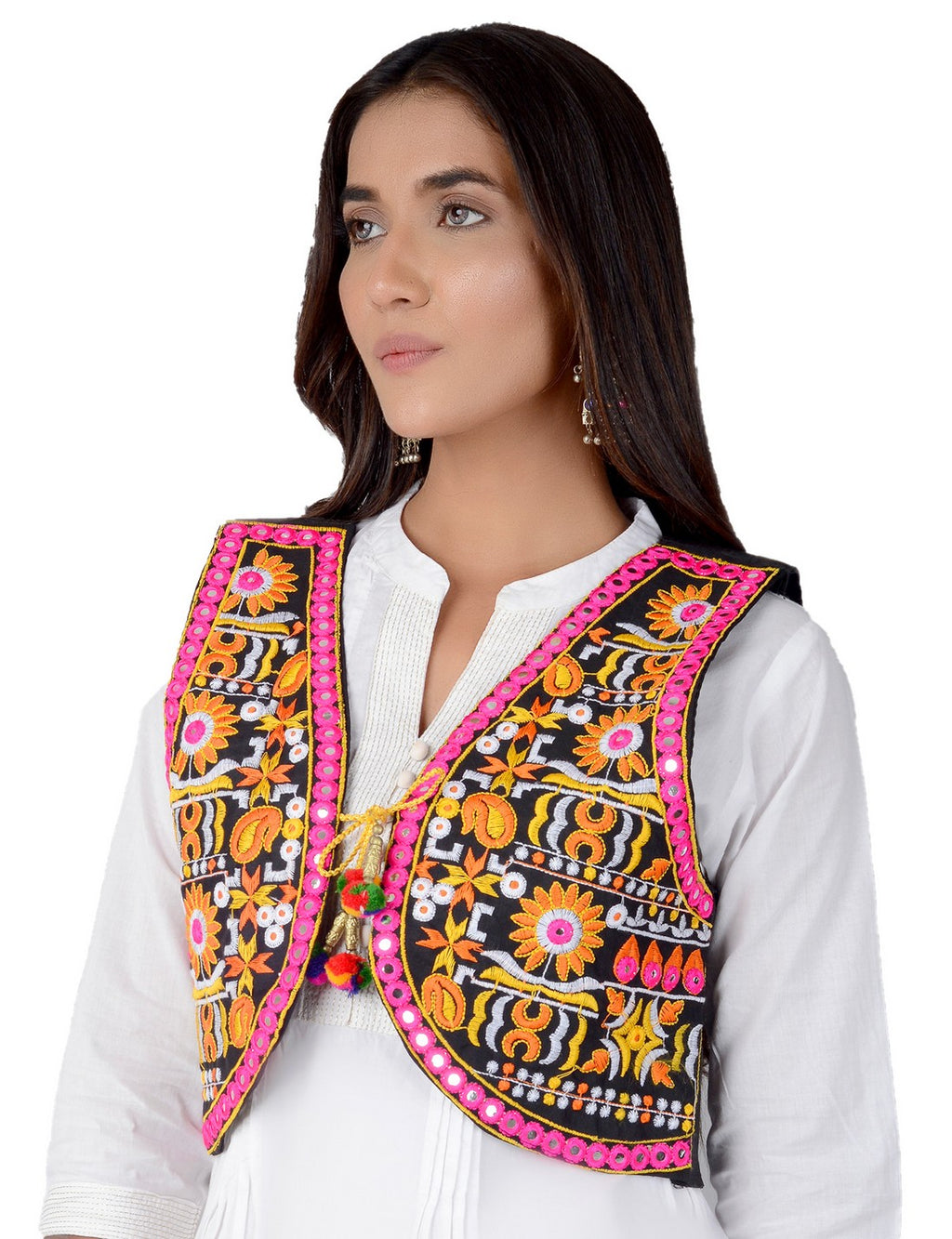 Cotton Kutchi Embroidered Short Jacket/Koti/Shrug (REG-116)