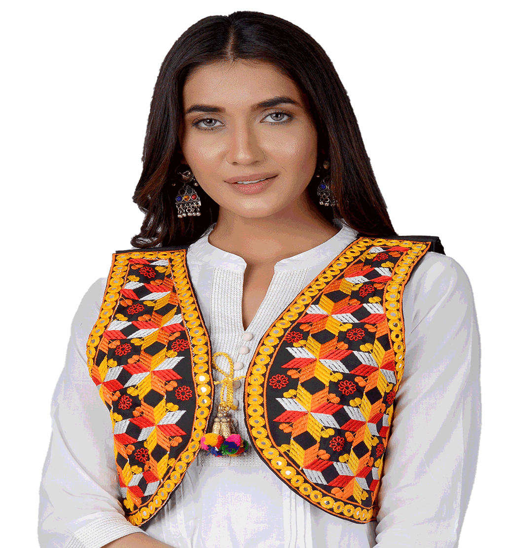 Cotton Kutchi Embroidered Short Jacket/Koti/Shrug (REG-117)