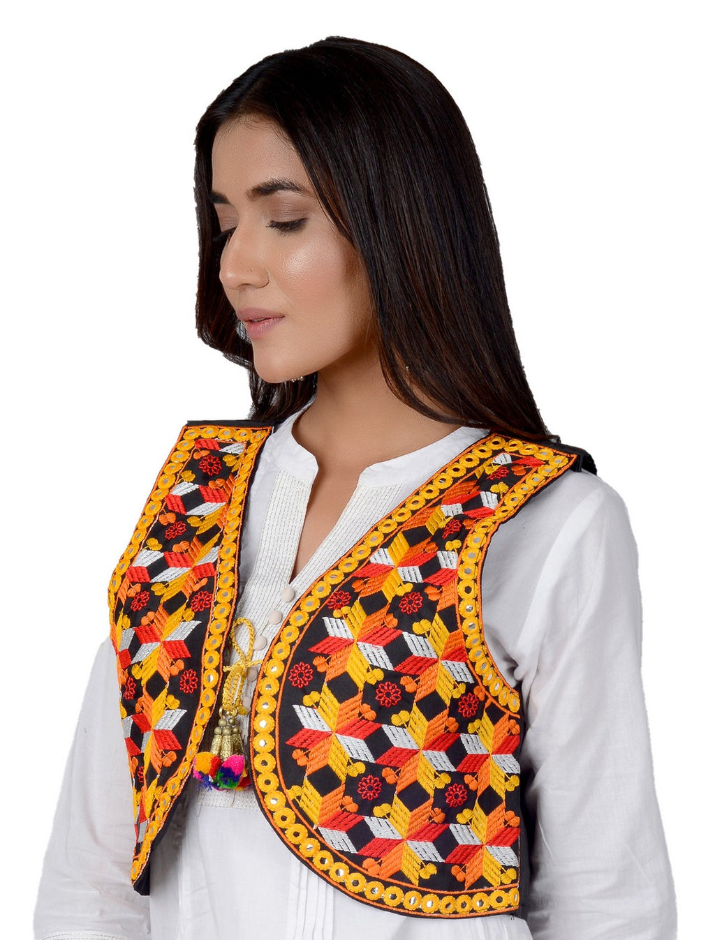 Cotton Kutchi Embroidered Short Jacket/Koti/Shrug (REG-117)