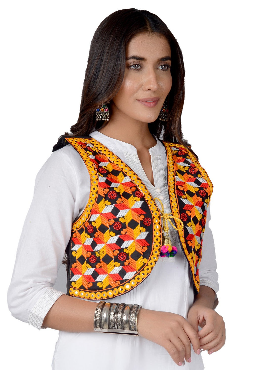 Cotton Kutchi Embroidered Short Jacket/Koti/Shrug (REG-117)