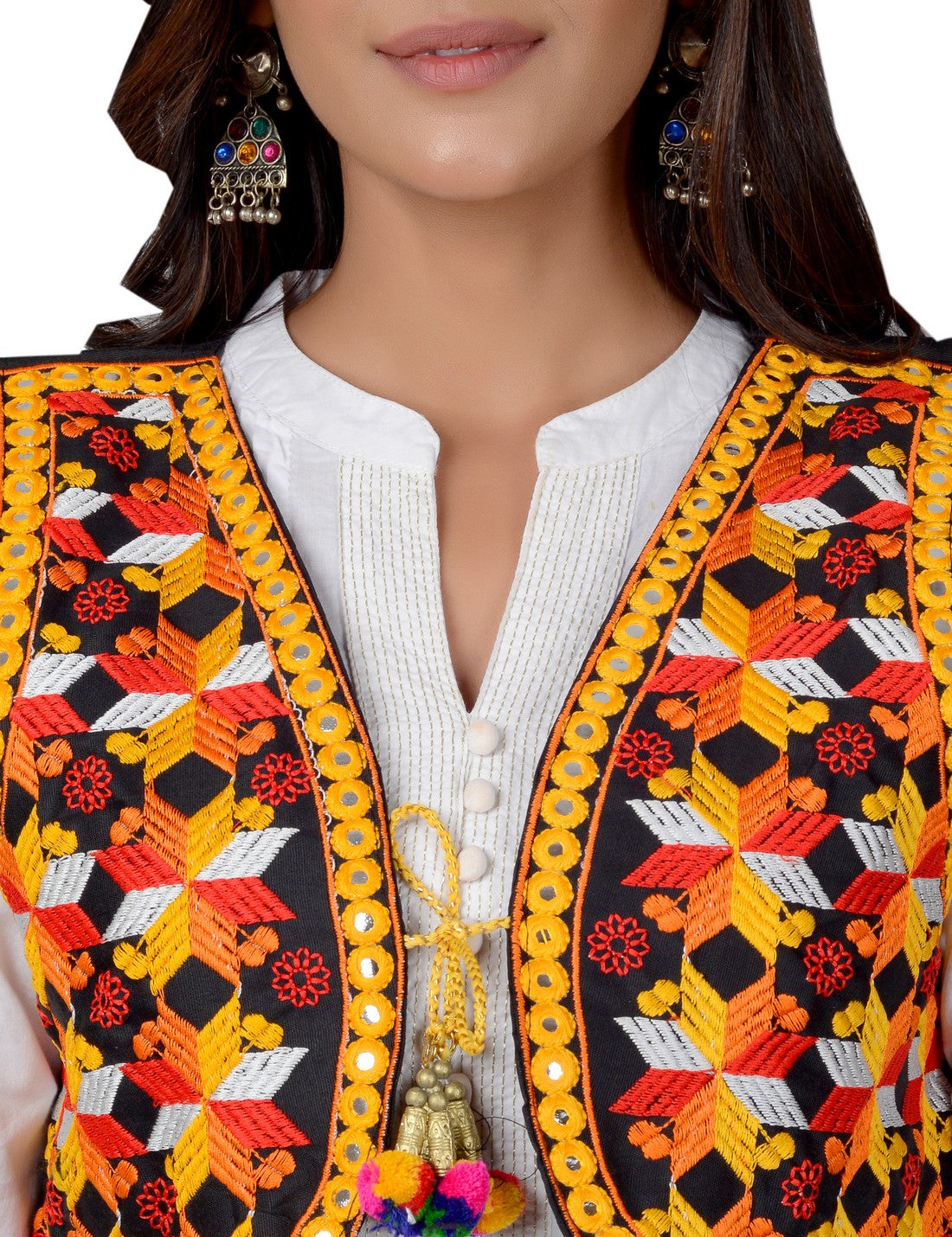 Cotton Kutchi Embroidered Short Jacket/Koti/Shrug (REG-117)
