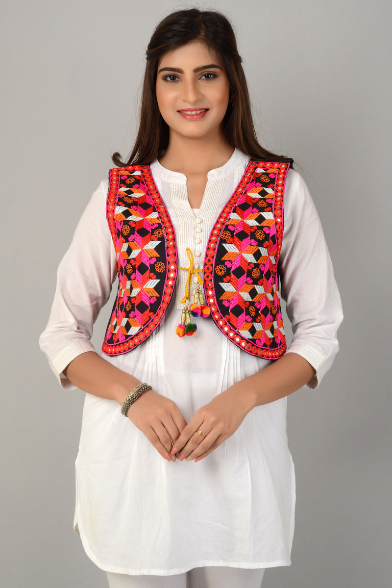 Cotton Kutchi Embroidered Short Jacket/Koti/Shrug (REG-118)