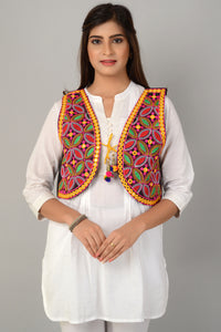 Cotton Kutchi Embroidered Short Jacket/Koti/Shrug (REG-119)