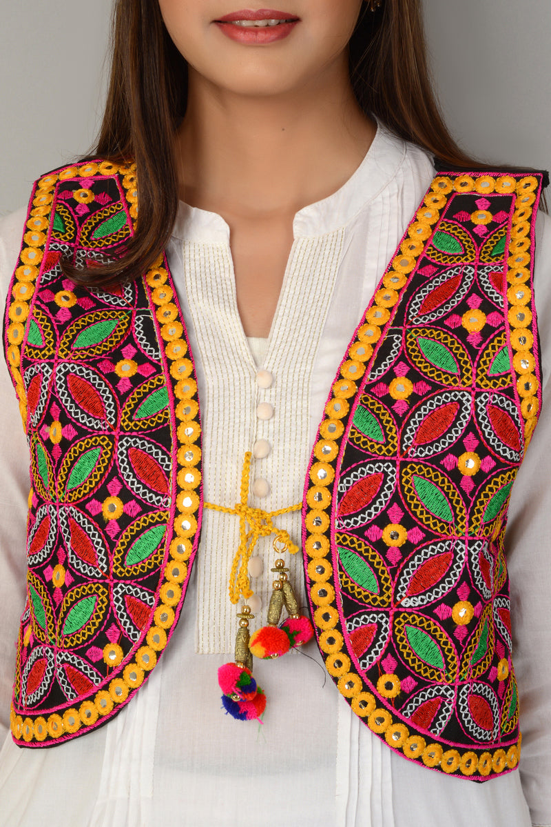 Cotton Kutchi Embroidered Short Jacket/Koti/Shrug (REG-119)