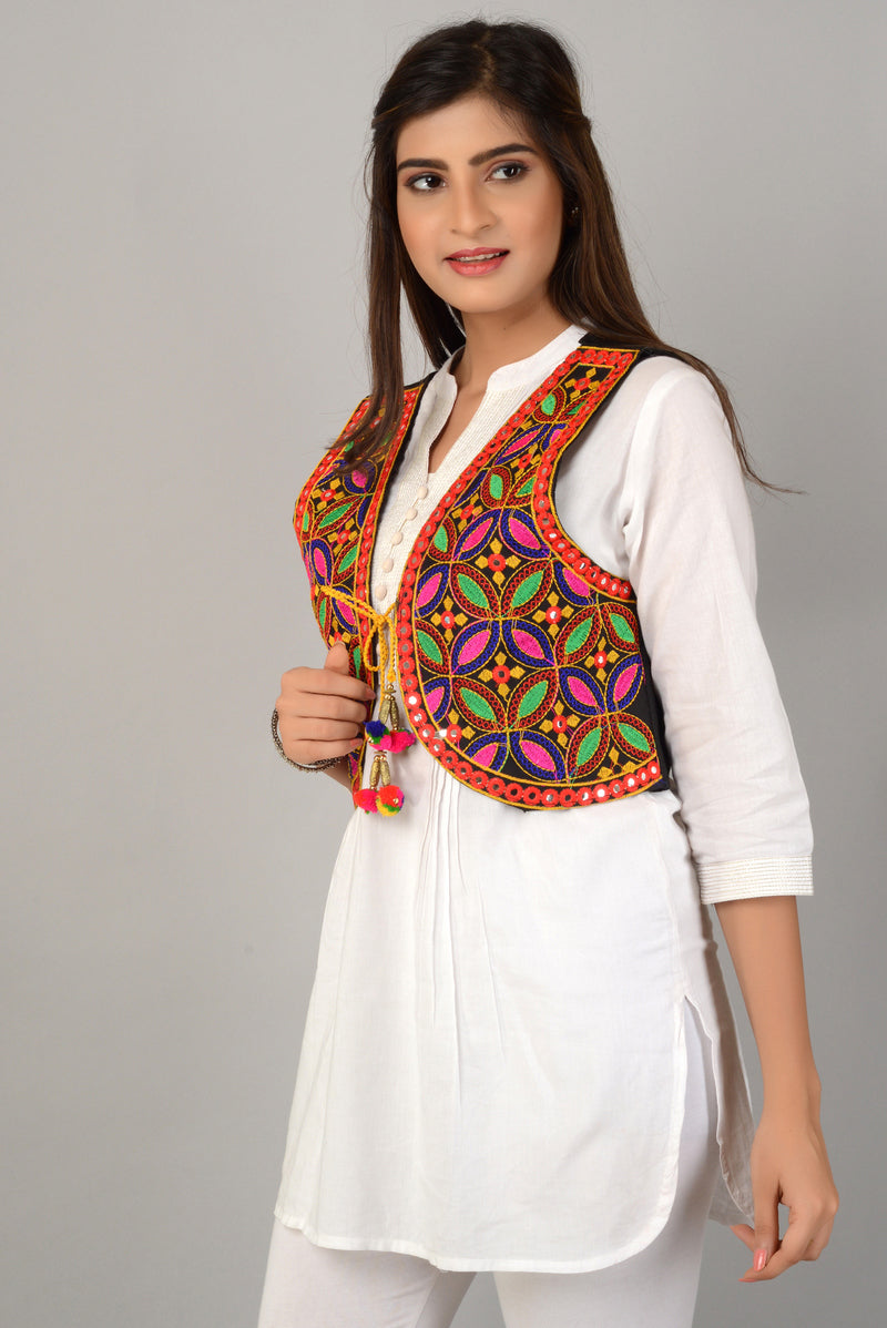 Cotton Kutchi Embroidered Short Jacket/Koti/Shrug (REG-120)