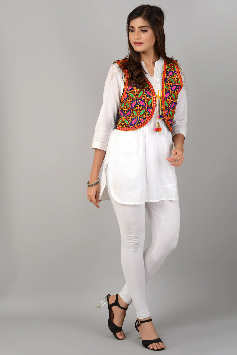 Cotton Kutchi Embroidered Short Jacket/Koti/Shrug (REG-120)