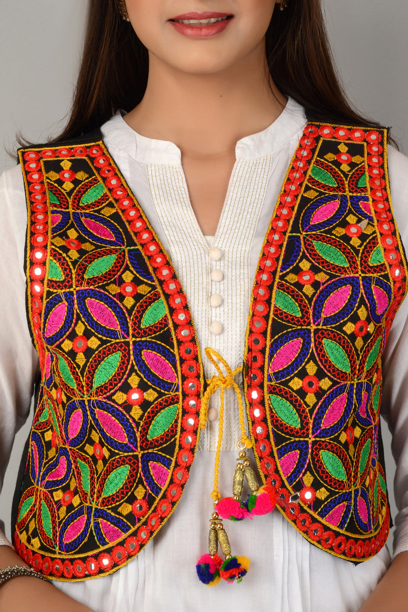 Cotton Kutchi Embroidered Short Jacket/Koti/Shrug (REG-120)