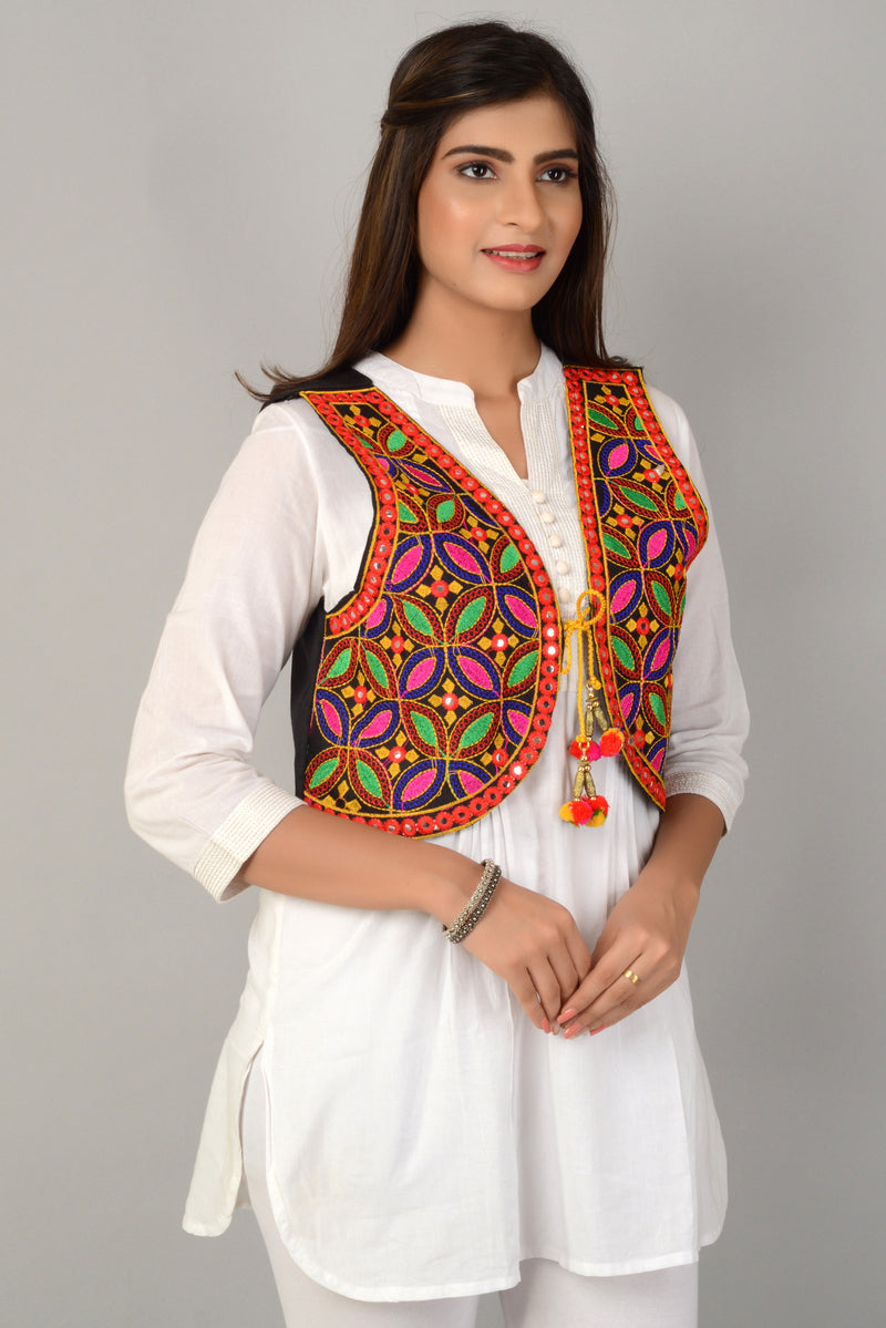 Cotton Kutchi Embroidered Short Jacket/Koti/Shrug (REG-120)