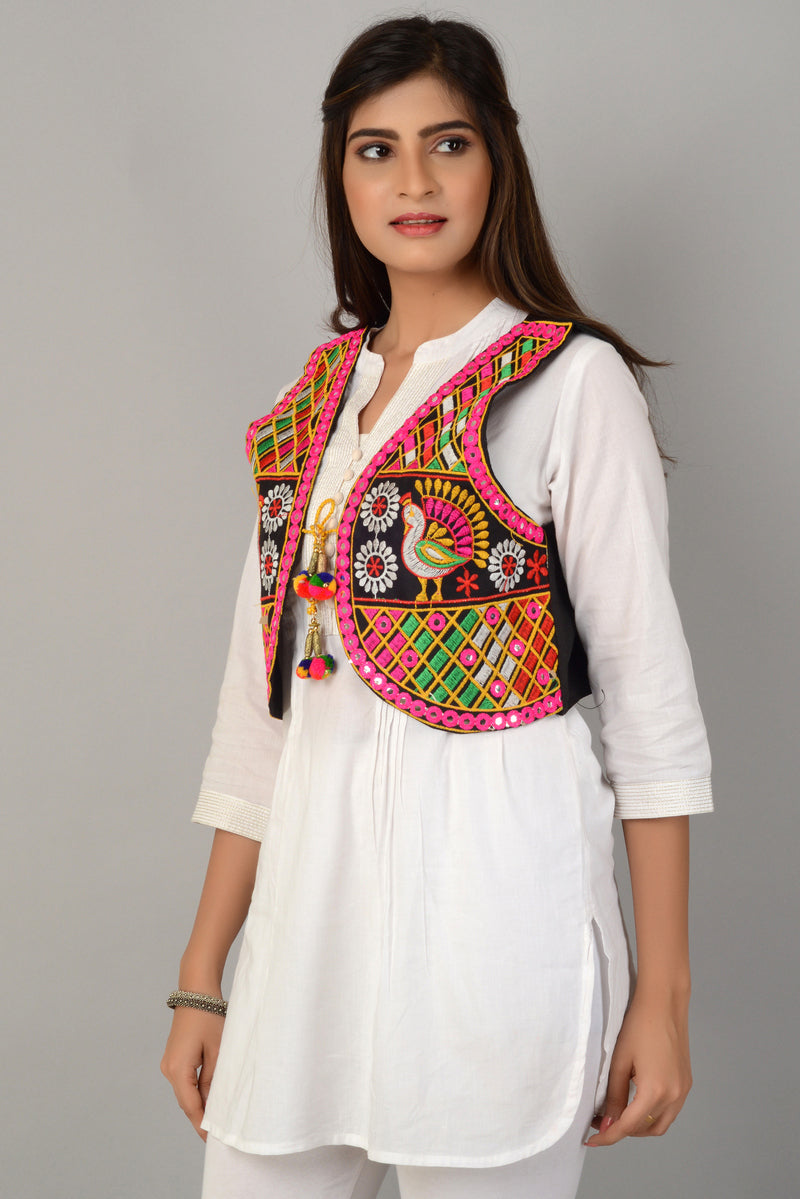 Cotton Kutchi Embroidered Short Jacket/Koti/Shrug (REG-121)