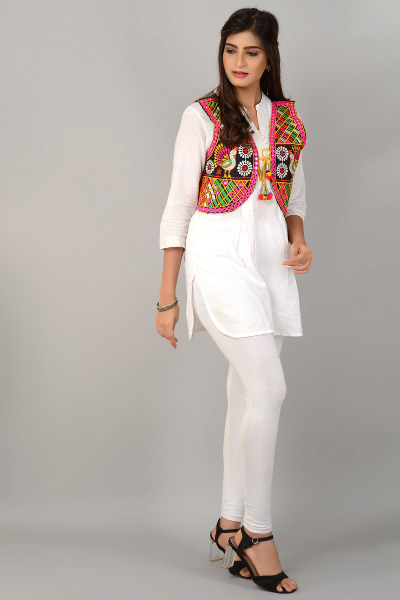 Cotton Kutchi Embroidered Short Jacket/Koti/Shrug (REG-121)