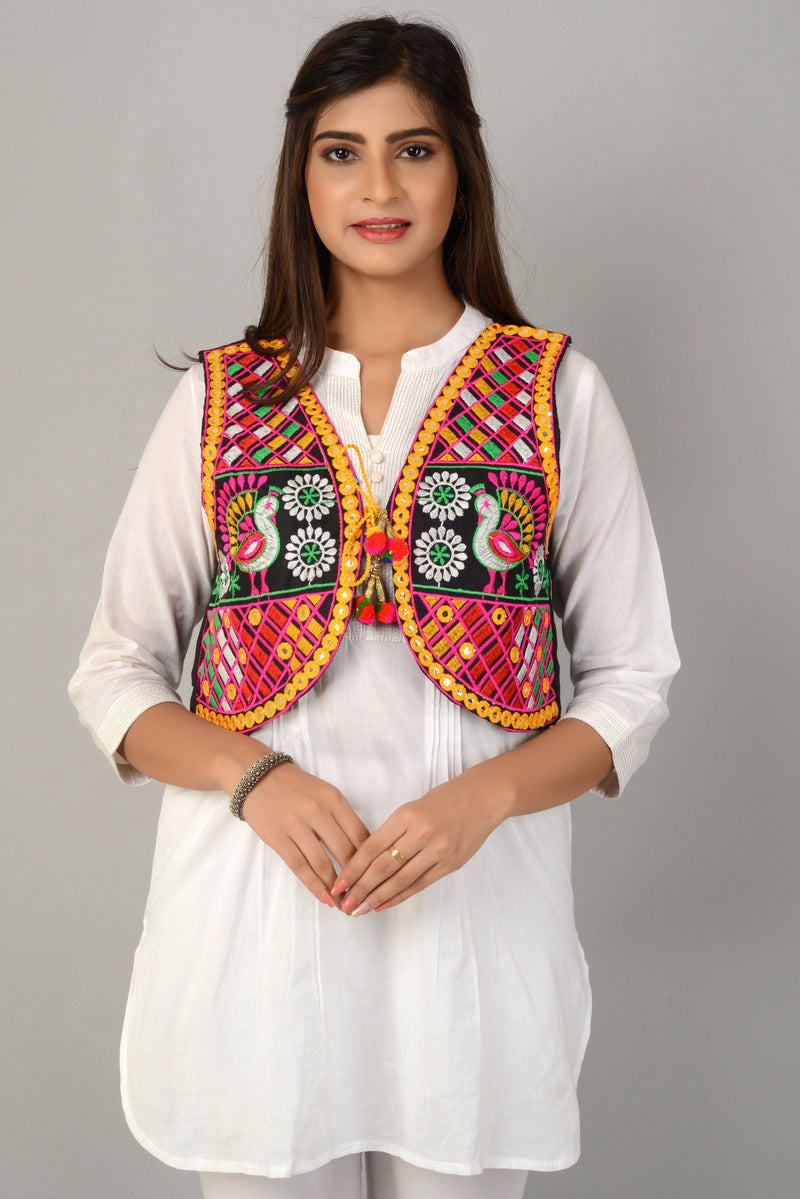 Cotton Kutchi Embroidered Short Jacket/Koti/Shrug (REG-122)