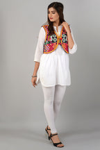 Cotton Kutchi Embroidered Short Jacket/Koti/Shrug (REG-122)
