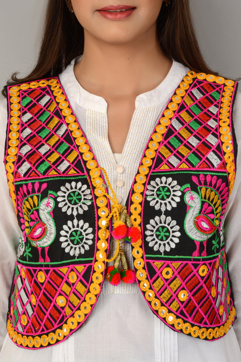 Cotton Kutchi Embroidered Short Jacket/Koti/Shrug (REG-122)