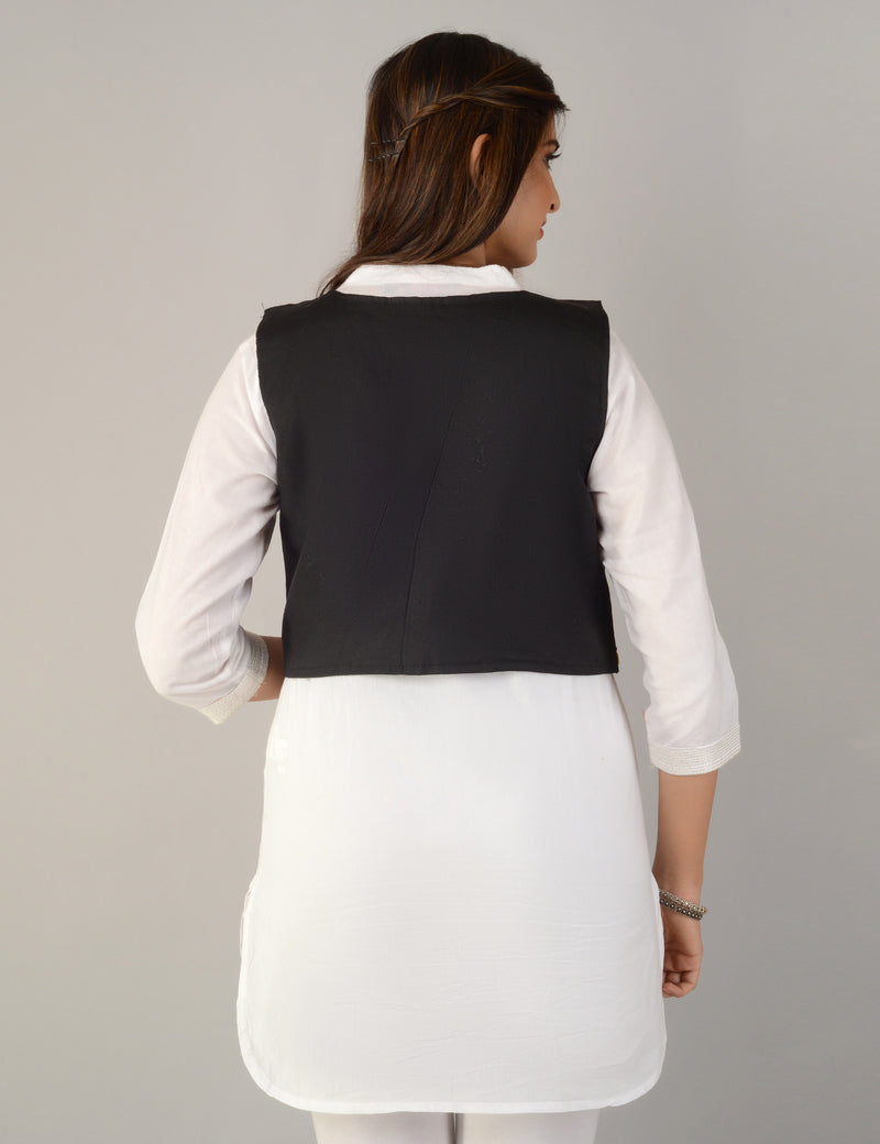 Cotton Kutchi Embroidered Short Jacket/Koti/Shrug (REG-123)
