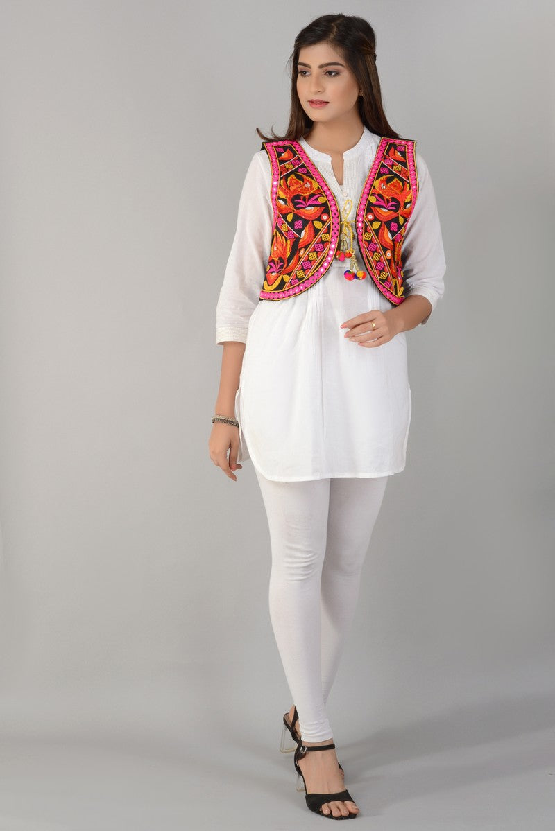 Cotton Kutchi Embroidered Short Jacket/Koti/Shrug (REG-124)