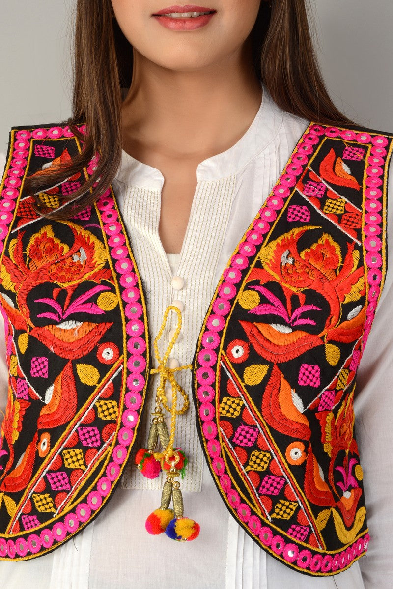 Cotton Kutchi Embroidered Short Jacket/Koti/Shrug (REG-124)