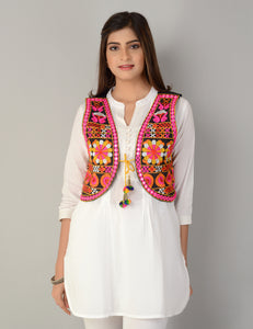 Cotton Kutchi Embroidered Short Jacket/Koti/Shrug (REG-125)