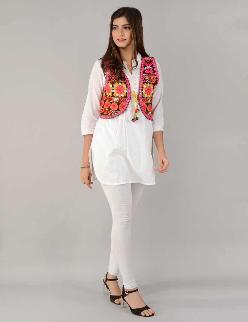 Cotton Kutchi Embroidered Short Jacket/Koti/Shrug (REG-125)