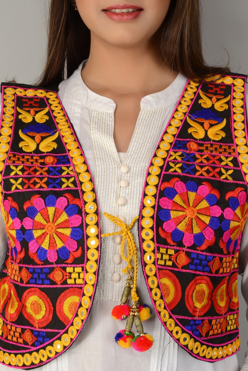 Cotton Kutchi Embroidered Short Jacket/Koti/Shrug (REG-126)