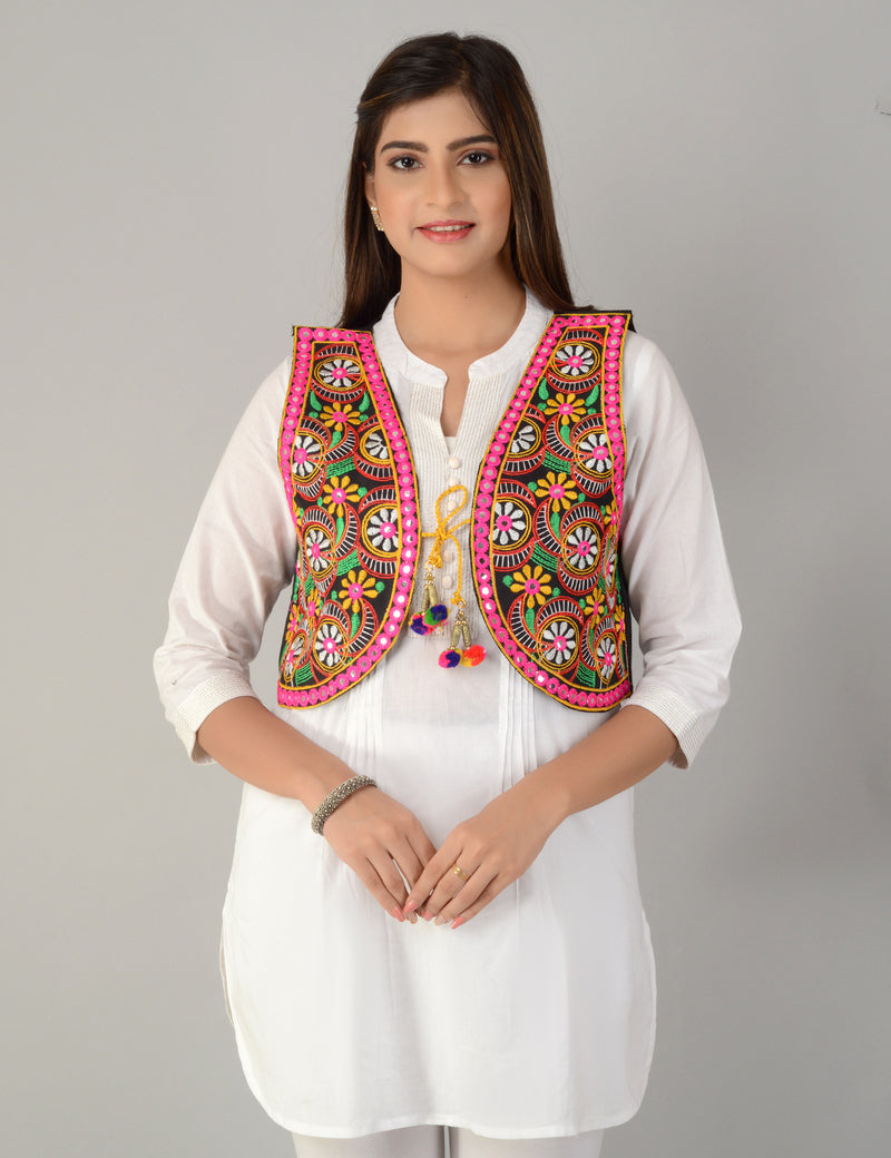 Cotton Kutchi Embroidered Short Jacket/Koti/Shrug (REG-127)