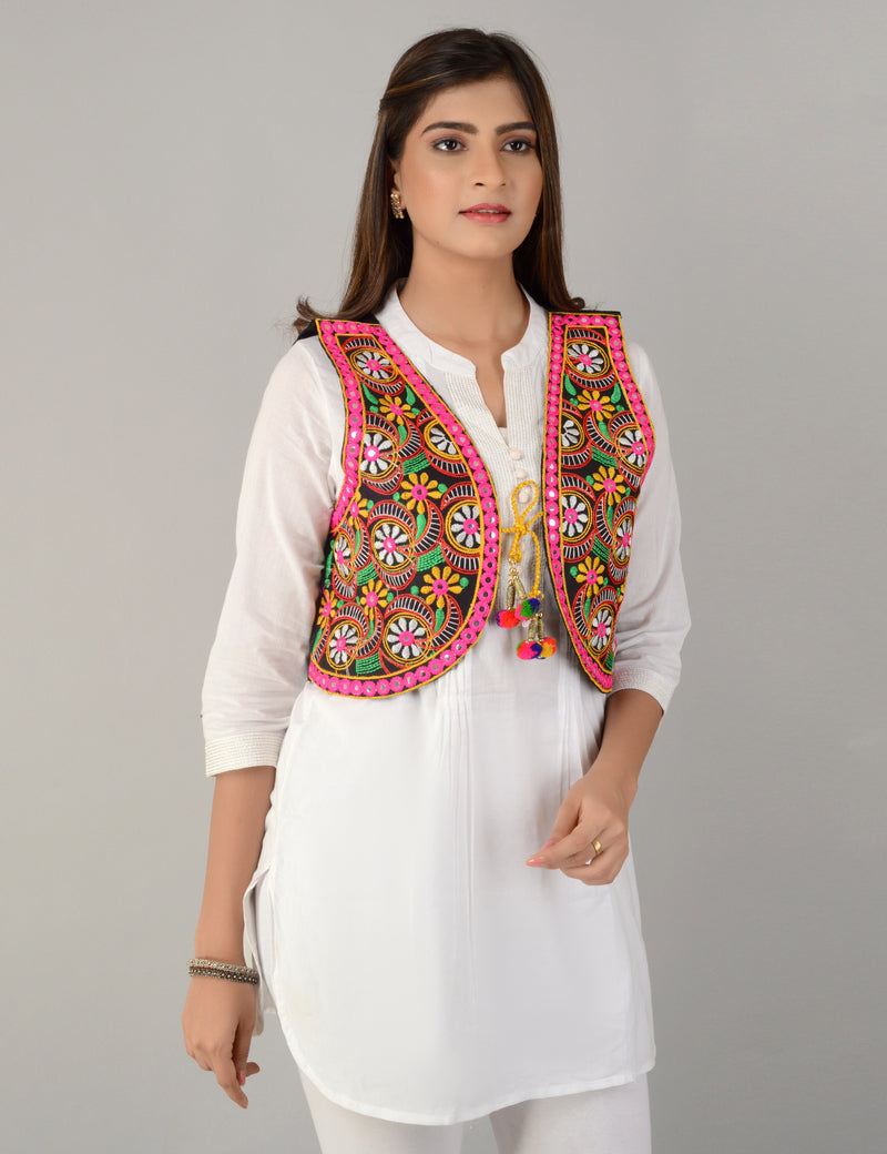 Cotton Kutchi Embroidered Short Jacket/Koti/Shrug (REG-127)