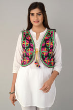 Cotton Kutchi Embroidered Short Jacket/Koti/Shrug (REG-134)