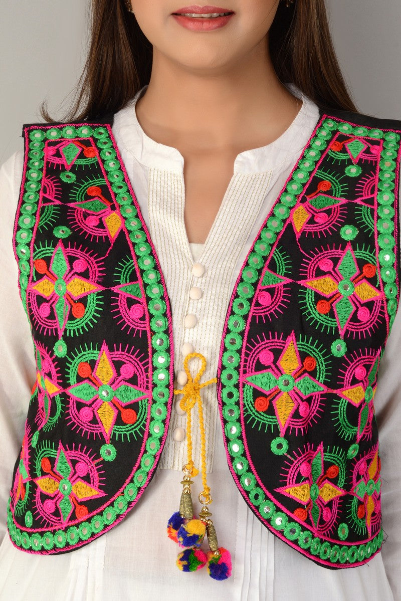 Cotton Kutchi Embroidered Short Jacket/Koti/Shrug (REG-134)