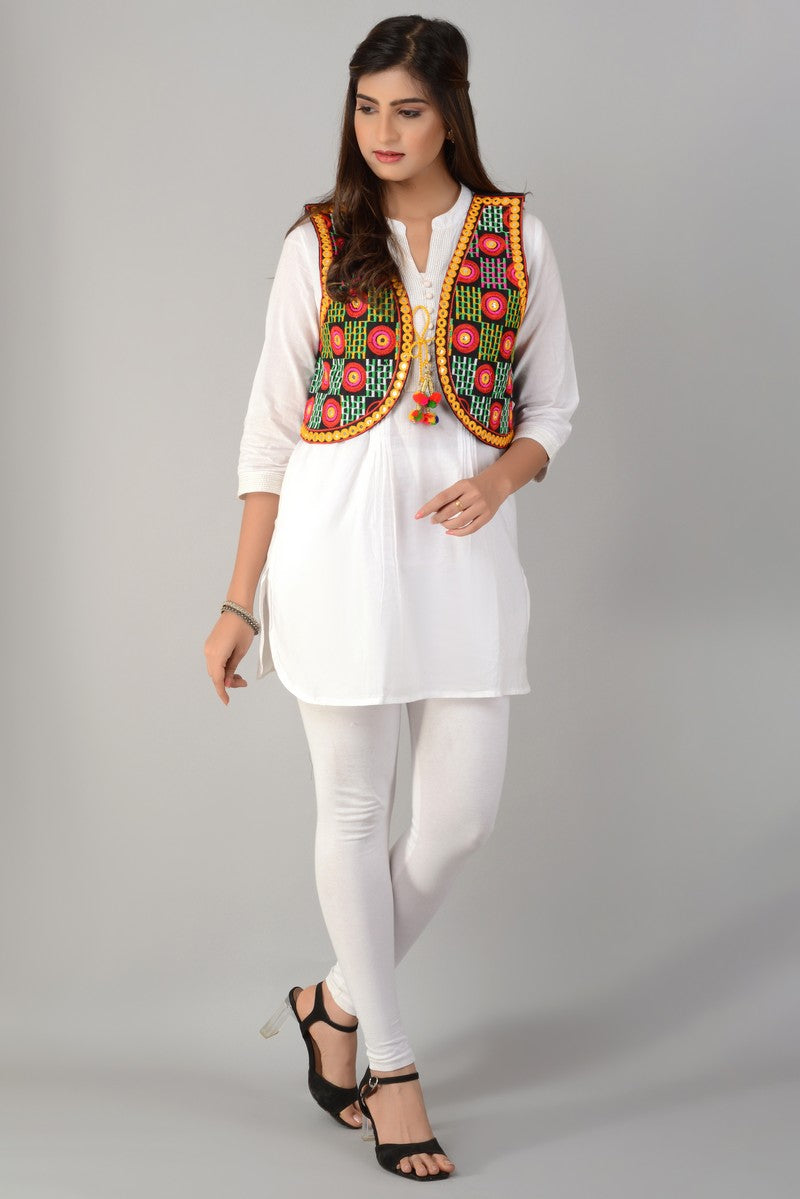 Cotton Kutchi Embroidered Short Jacket/Koti/Shrug (REG-135)