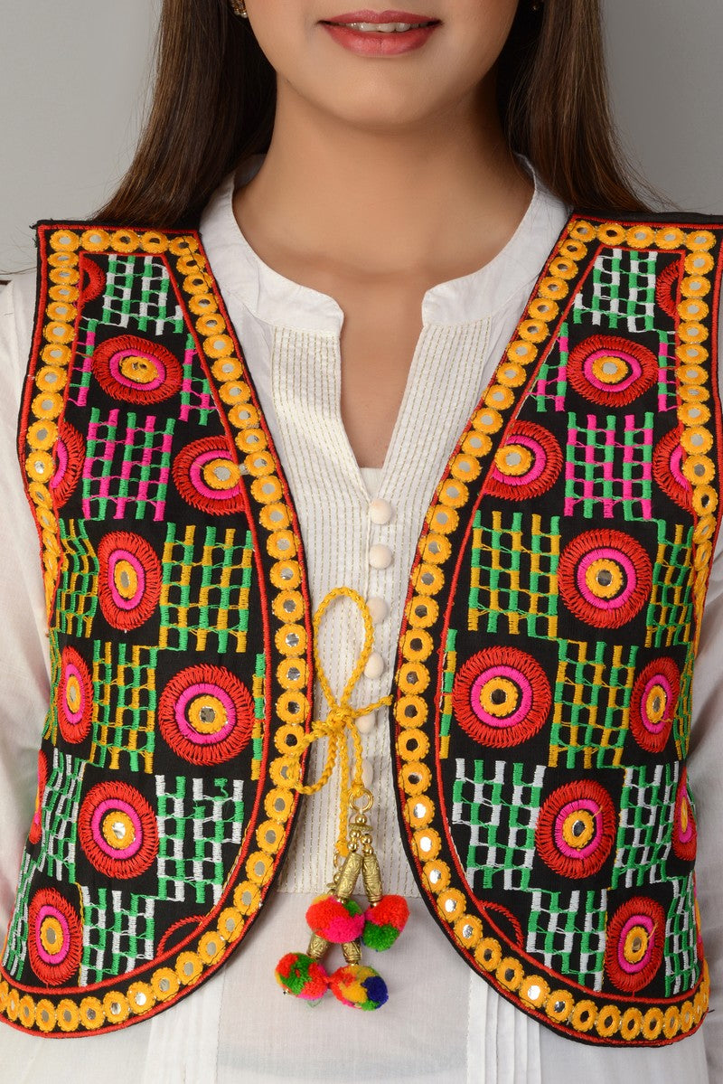 Cotton Kutchi Embroidered Short Jacket/Koti/Shrug (REG-135)