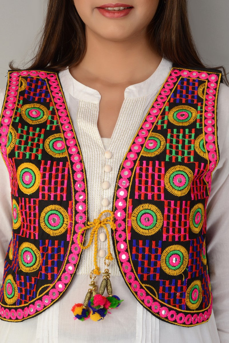 Cotton Kutchi Embroidered Short Jacket/Koti/Shrug (REG-136)