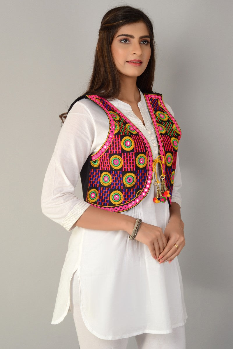 Cotton Kutchi Embroidered Short Jacket/Koti/Shrug (REG-136)