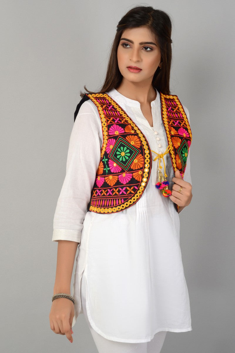 Shivam fashion womens cotton traditional Ethnic jacket Rajasthani  Embroidered kutchi jacket Gujarati Koti jacket for Giris