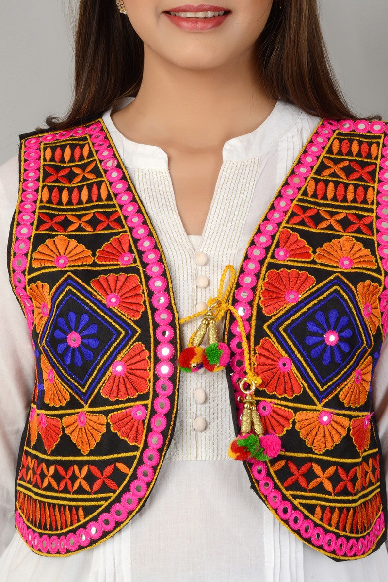 Cotton Kutchi Embroidered Short Jacket/Koti/Shrug (REG-138)