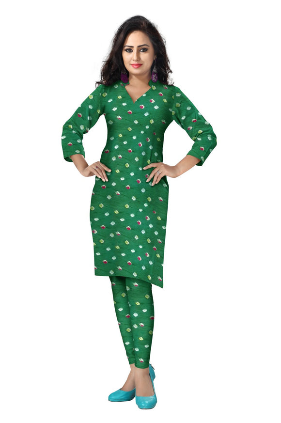 Bandhani Cotton Tie & Dye Dress Fabric 5 meters -Dark Green