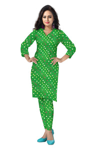Bandhani Cotton Tie & Dye Dress Fabric 5 meters -Parrot Green