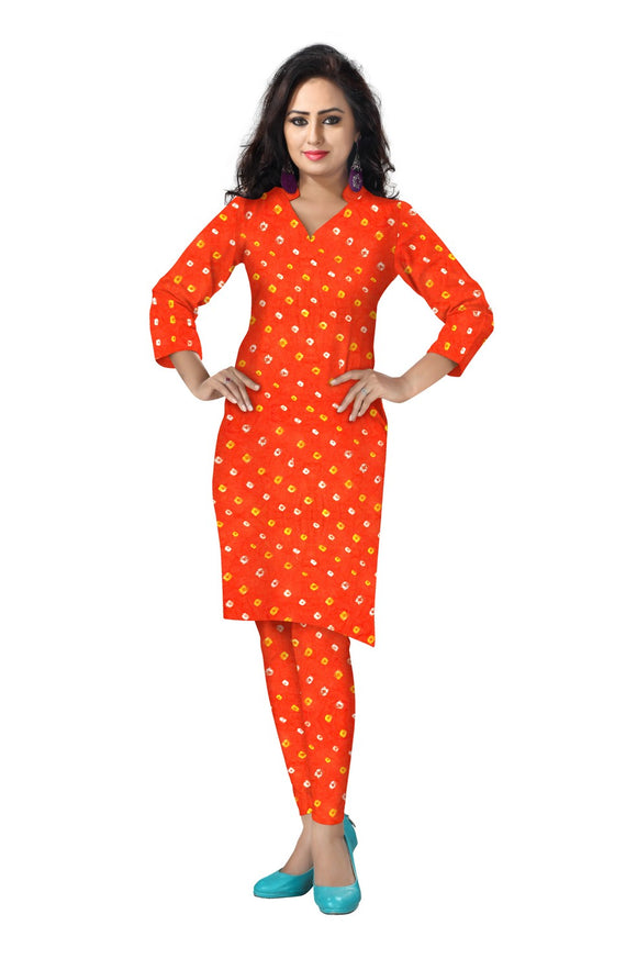 Bandhani Cotton Tie & Dye Dress Fabric 5 meters -Orange