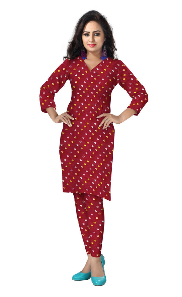 Bandhani Cotton Tie & Dye Dress Fabric 5 meters -Cherry Red