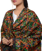 Banjara India Women's Pure Cotton Aari Embroidery & Foil Mirrors Dupatta (Rasna) Black - RSN01 - Banjara India