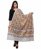 Banjara India Women's Pure Cotton Aari Embroidery & Foil Mirrors Dupatta (Rasna) White - RSN02 - Banjara India