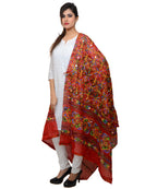 Banjara India Women's Pure Cotton Aari Embroidery & Foil Mirrors Dupatta (Rasna) Red - RSN03 - Banjara India