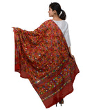 Banjara India Women's Pure Cotton Aari Embroidery & Foil Mirrors Dupatta (Rasna) Red - RSN03 - Banjara India