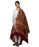 Banjara India Women's Pure Cotton Aari Embroidery & Foil Mirrors Dupatta (Rasna) Maroon - RSN04 - Banjara India
