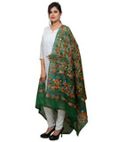 Banjara India Women's Pure Cotton Aari Embroidery & Foil Mirrors Dupatta (Rasna) Dark Green  - RSN05 - Banjara India
