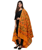 Banjara India Women's Pure Cotton Aari Embroidery & Foil Mirrors Dupatta (Rasna) Light Orange - RSN07 - Banjara India