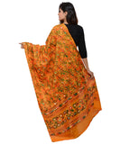 Banjara India Women's Pure Cotton Aari Embroidery & Foil Mirrors Dupatta (Rasna) Light Orange - RSN07 - Banjara India