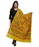 Banjara India Women's Pure Cotton Aari Embroidery & Foil Mirrors Dupatta (Rasna) Lemon Yellow - RSN08 - Banjara India