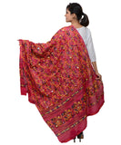 Banjara India Women's Pure Cotton Aari Embroidery & Foil Mirrors Dupatta (Rasna) Pink - RSN09 - Banjara India